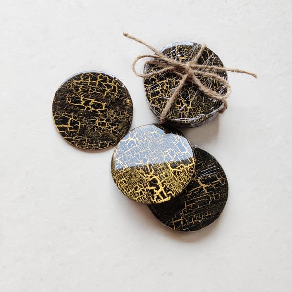 Black & Gold Crackled Coasters