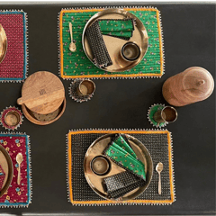 Emerald Green Hand-Beaded Placemat