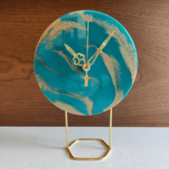 Resin Table Clock With Metal Stand