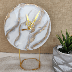 Resin Table Clock With Metal Stand