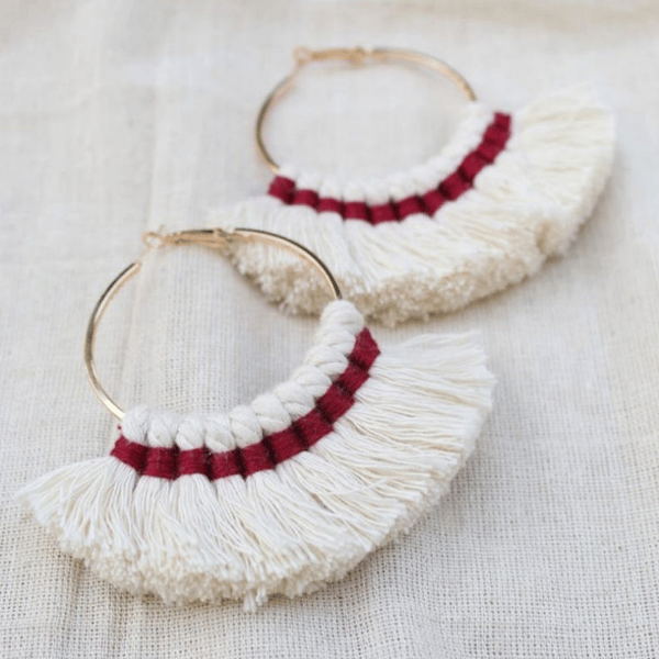 Macrame Tassel Hoop Earrings