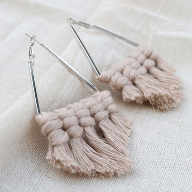 Triangular tassel earrings