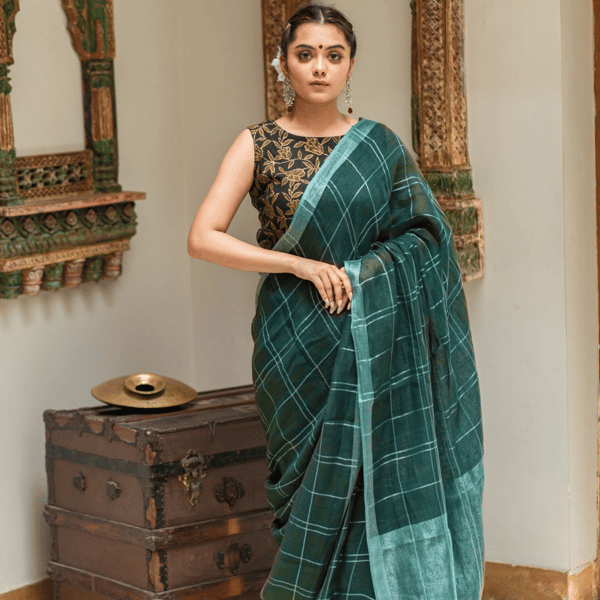 Dark Green Saree