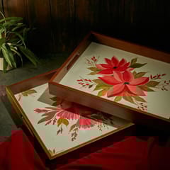 Teak wood Trays with Acrylic set of 2