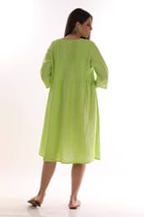 linen pin-tuck a line dress