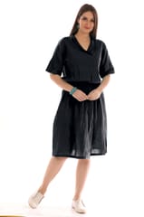 linen collar dress