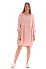 collar button-down gather dress