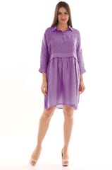 collar button-down gather dress