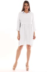 collar button-down gather dress