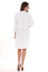 collar button-down gather dress