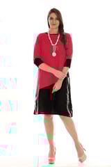 half sleeve colorblock asymmetric hem