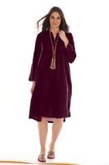 full sleeve linen flare dress