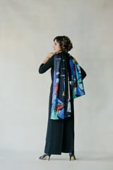 Blue & Black Satin Stole