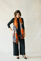 Orange & Black Satin Stole