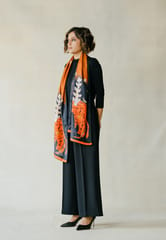 Orange & Black Satin Stole