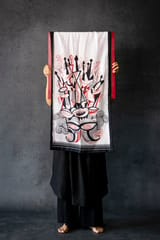 Black, White & Red Satin Stole