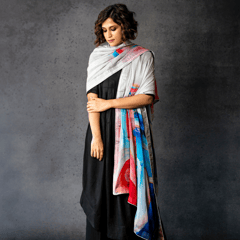 Grey Chinon Dupatta