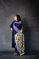 Blue & White Chinon Dupatta