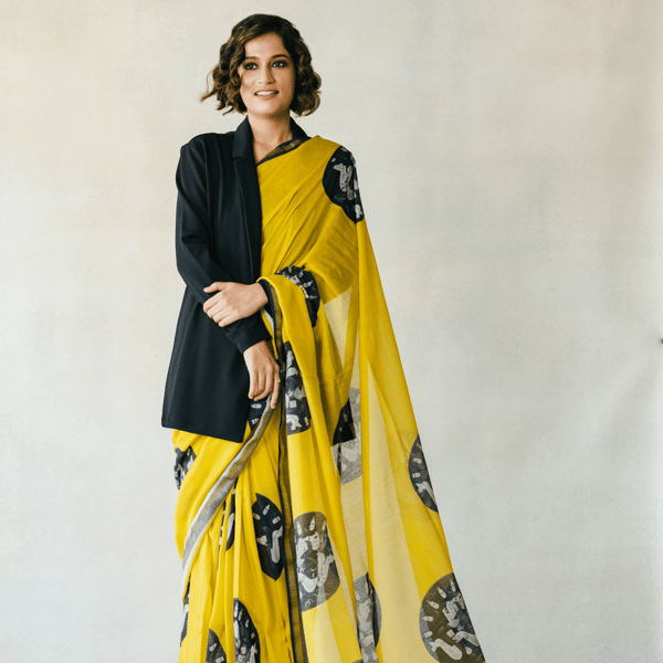 Yellow Chanderi Saree