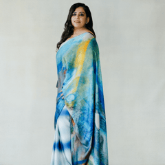 Blue Modal Satin Saree