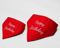 Celebrations Cotton Canvas Happy Birthday Bandana Red