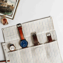 The Watch Organiser - Khadi Roll over for Travel and Storage