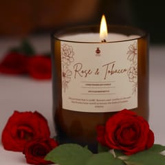 Upcycled Beer Bottle Rose &  Earthy Candle