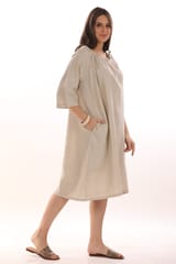 loose flared dress with 3/4 sleeves