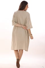 loose flared dress with 3/4 sleeves