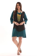 casual dual color block shift dress