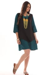 casual dual color block shift dress