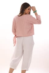 linen knotted tucks top