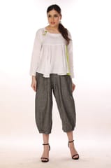 linen asymmetric flare top