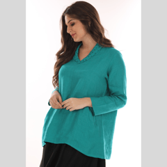 linen full sleeved fancy collar top