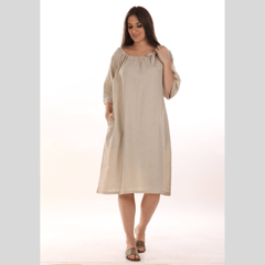 loose flared dress with 3/4 sleeves