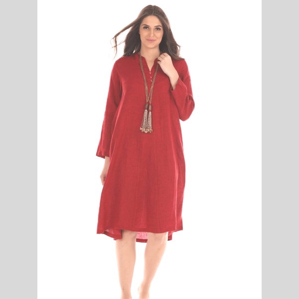 full sleeve linen flare dress