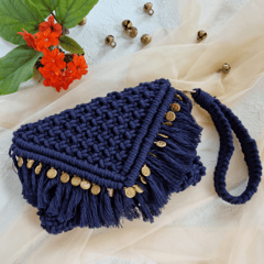 Macrame Blue Wristlet