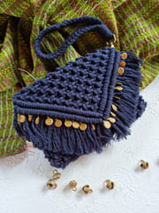 Macrame Blue Wristlet