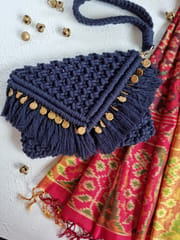 Macrame Blue Wristlet