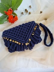 Macrame Blue Wristlet