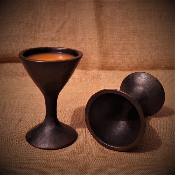 Longpi Black Pottery Wine Glass - Sherry