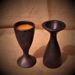 Longpi Black Pottery Wine Glass - Flute