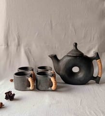 Longpi Black Pottery Teapot & Cup Set