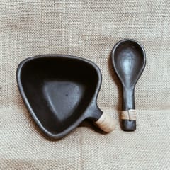 Longpi Black Pottery Soup Bowl with Spoon