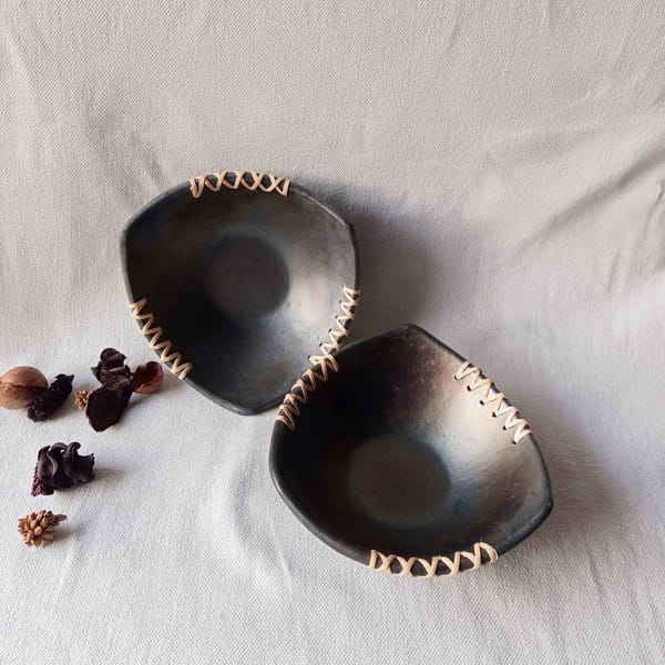 Longpi Black Pottery Serving Bowl - Set of 2