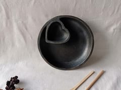 Longpi Black Pottery Chip-n-Dip Platter