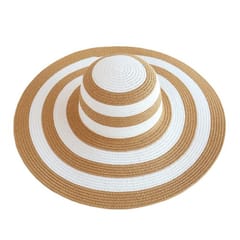 Brown white liner Straw Hat