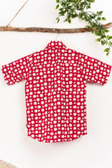 Red Polka Dots shirt & linen pants