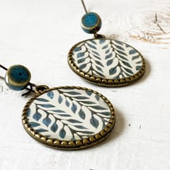 Hoop With Beads - Blue Vines