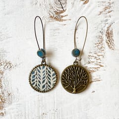 Hoop With Beads - Blue Vines